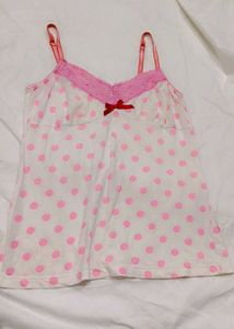 White Polka Dot Ruffle Cami Top