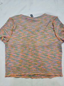 Multi-Color Ribbed Cropped Tee