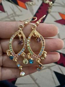 Elegant Dangle Earrings with Multicolored Gems