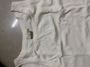 Cream Ribbed Cropped Tank Top