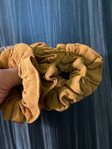Yellow crepe scrunchies