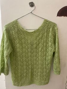 Lightweight lime Green Crochet top