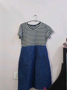 Bought in mall Striped T-Shirt Denim Dress