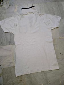 Men's White Textured Polo T-Shirt