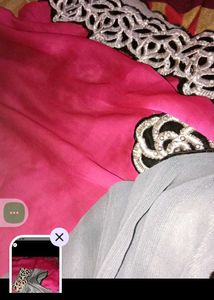 Pink &amp; Silver Saree with blouse like new