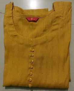 New Like Mustard Kurti with Button Detail