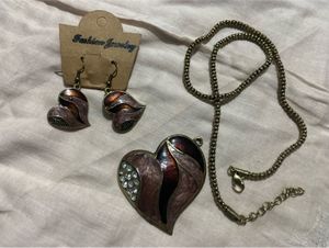 Heart Pendant Necklace &amp; Earring Set