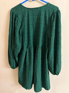 Chic Green Plaid Mini Dress