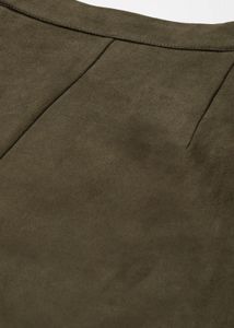 High waist suede slit skirt
