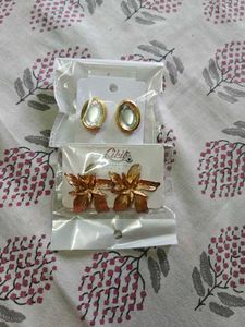 Gold Flower Statement Earrings