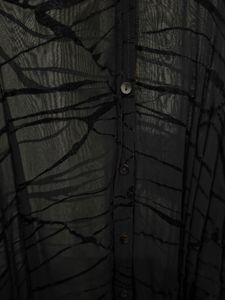 Chico's Black Sheer Striped Button-Up Top
