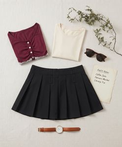 Black Pleated Mini Skort