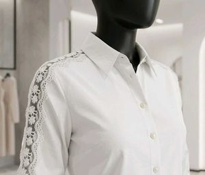 Collezione White Shirt with Elegant Shoulder Lace