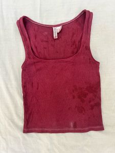 Burgundy Ribbed Tank Top
