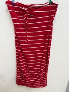 shein Red &amp; White Striped Tube Skirt
