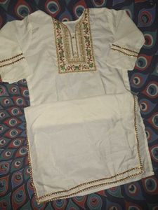 Elegant White Embroidered Kurta Set