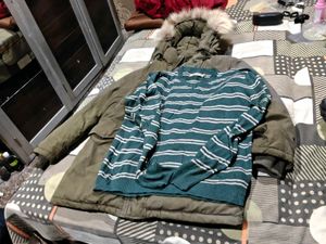 Men's Green sweater and  jacket fur winter