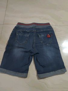 Blue Denim Knee-Length Shorts for women