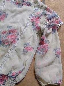 Floral Print Sheer Blouse/top