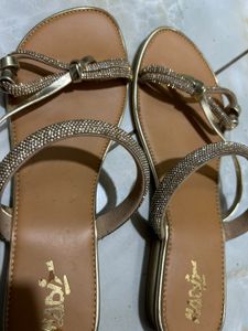 Sparkling Gold Flat Sandals