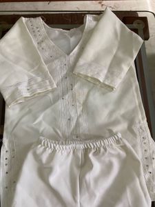 White Embellished Kurta Pajama Set