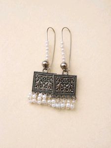 Oxidised Pearl Earrings
