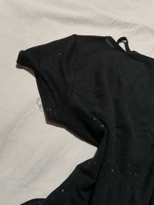 Graphic Sparkly Print Cut-Out T-Shirt
