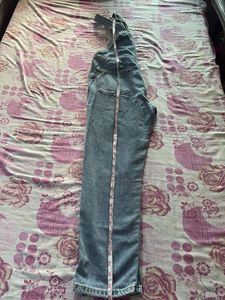 Blue Denim Ripped Overalls