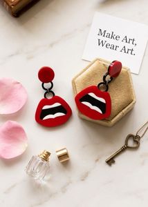 Unique Red Lips Dangle Earrings
