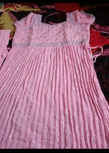 Beautiful Pink Sequined Anarkali Kurta Set