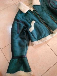 Cropped Green Aviator furr Jacket🧞🐦🛸🎋💿📡