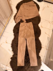 Pleated Co-ord Set - Beige