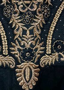 Elegant Black &amp; Gold Embroidered Kurta Set