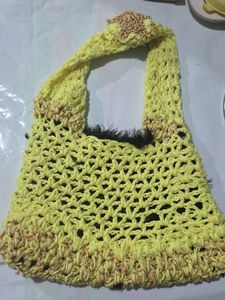 Yellow Crochet Shoulder Bag