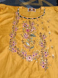 Yellow Embroidered Kurta Set with Dupatta