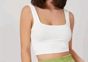 Ribbed White Cropped Tank Top