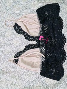 Lace Trim Satin Bralette
