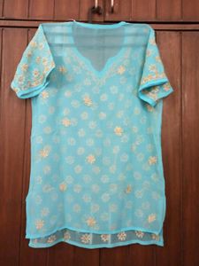 Blue Embroidered Kurta