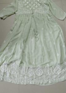 Pastel Anarkali Kurta With Chikankari Work