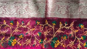Vibrant Pink Embroidered Saree