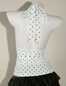 White Polka Dot Halter Top