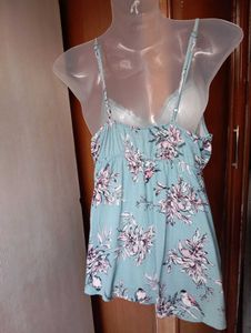 Light Sky Blue Floral Cotton Dress