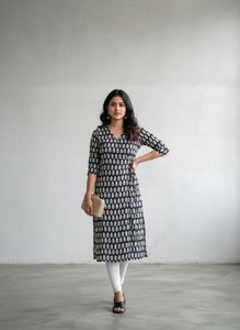Stylish Printed Black & White kurta