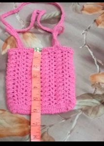 Handmade Knitted Pink Bag