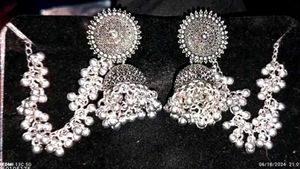 Oxidised Silver Jhumka