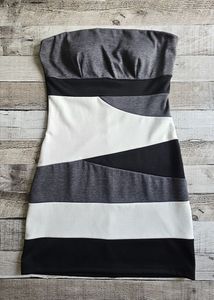 Chic Strapless Colorblock Mini Dress