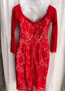 Elegant Red Lace Cocktail Dress