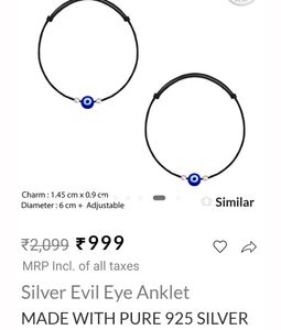 Silver Evil Eye Anklet