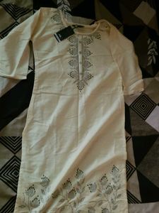 Elegant Cream Embroidered Kurta