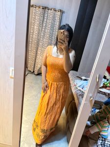 Orange Smocked Maxi Dress🦋🎀